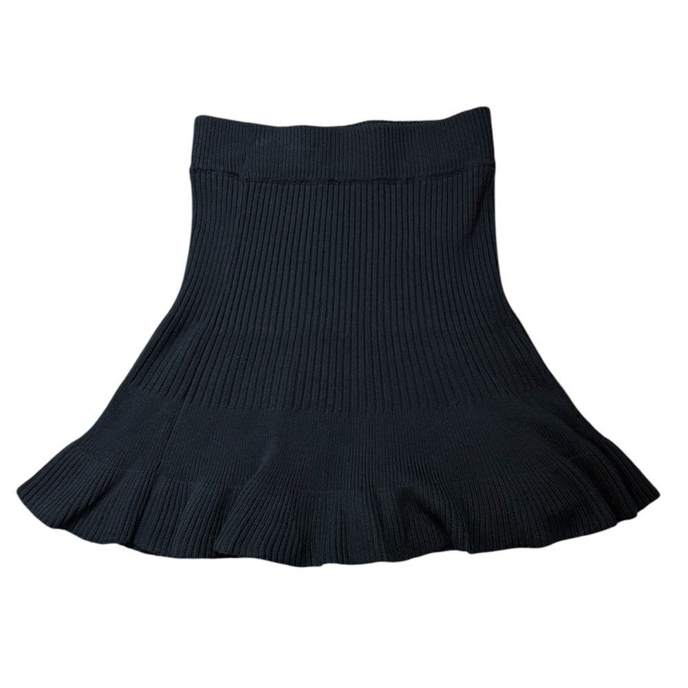 Free People Black Ribbed Knit Skirt With Ruffle Hem